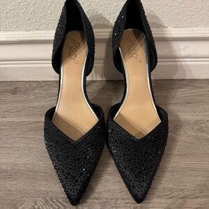 Jewel Badgley Mischka - Black Satin / Rhinestone Grace Stiletto